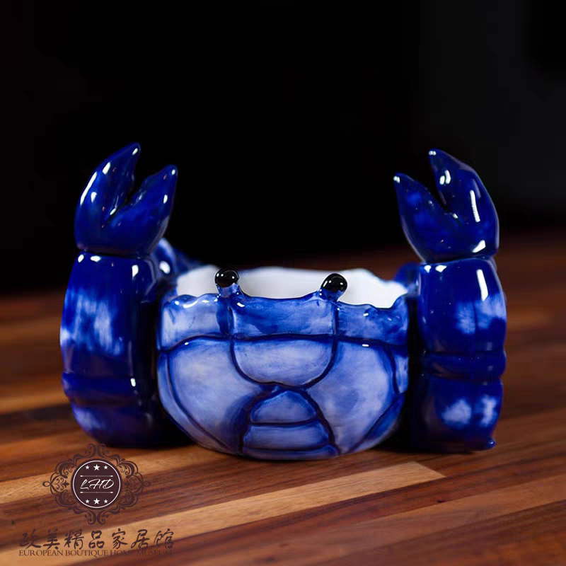 特价促销布鲁瓷螃蟹造型果碗创意家居玄关装饰收纳碗糖果碗收纳盘