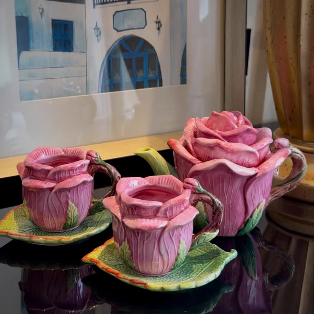 陶瓷茶具玫瑰花茶具套装餐桌茶几装饰摆件家居日用乔迁结婚礼物,餐饮具,整套茶具,淘宝优惠券,粉丝福利购,淘宝优惠卷