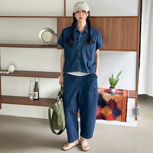 大口袋九分牛仔长裤 SYLP穗伊 衬衫 轻盈凉爽 舒适棉质牛仔飞飞袖