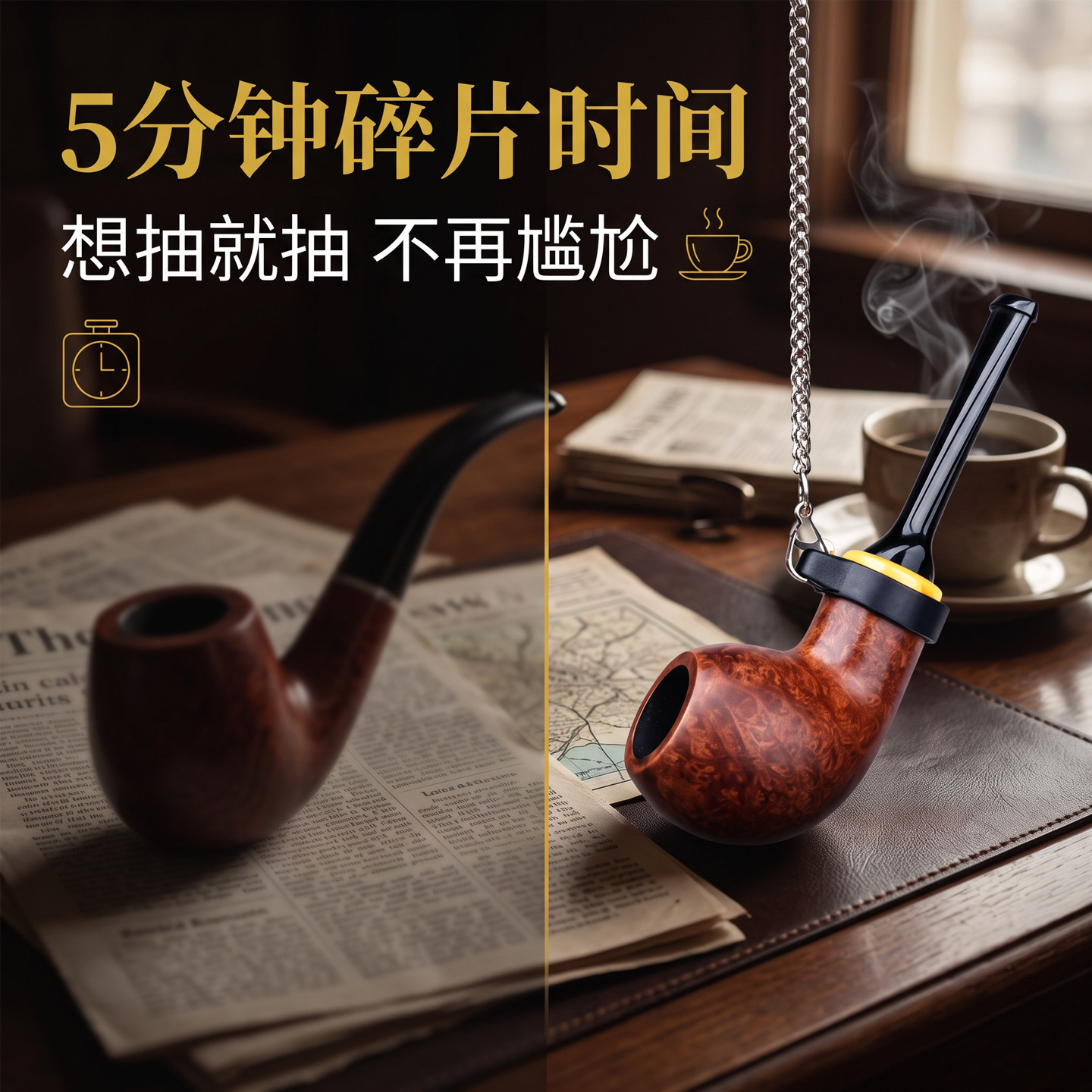 全手工石楠木牛角小烟斗迷你便携空腔斗 1克轻斗一口香随身把玩斗