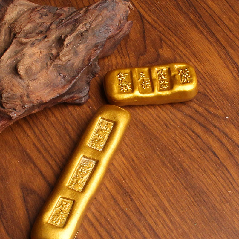 小黄鱼古代金条钱币金元宝金块金砖金币仿古黄铜把玩仿真古董古玩