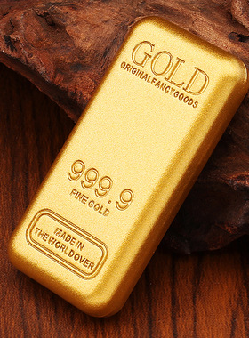 精品沙金仿金条优质手工实心金砖镇尺家居寓意摆件仿真道具金条