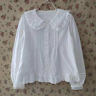 衬衣学院气质娃娃领女衫 经典 蕾丝衬衣长袖 素专柜正品 ASC03 自然元