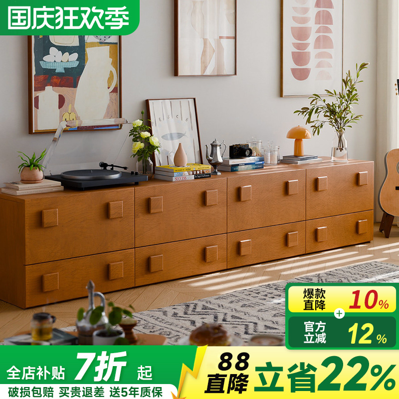 实木卡门柜斗柜中古风床头柜