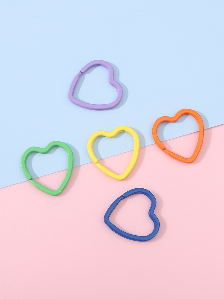 JAPANESE AND KOREAN METAL COLOR SPRAY PAINT PEACH LOVE HEART KEY RING DIY DECORATION ACCESSORIES MAKE MOBILE PHONE CHAIN MATERIAL
