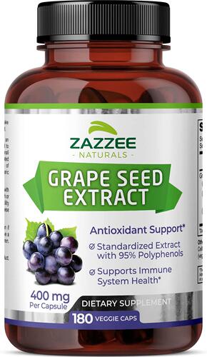 美国代购Zazzee Grape Seed Extract 20,000 mg Strength, 180 Ve