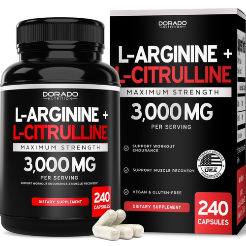 美国代购L Arginine L Citrulline Supplement 3000mg 240 Capsul