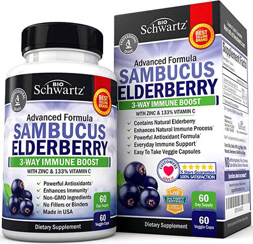美国代购Sambucus Elderberry Capsules with Zinc & Vitamin C