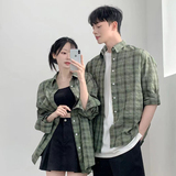 春装~男女生长袖格子衬衣薄款透气衬衫情侣装寸衣外套815-C902P55，男装衬衫，星座716A-1（原星座815）