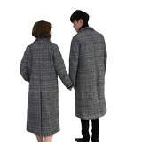 加棉加厚毛呢大衣情侣装中长款呢料风衣男女装千鸟格子外套DY01，男装风衣，星座716A-1（原星座815）