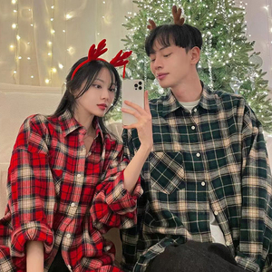 春装~情侣装长袖衬衫宽松格子衬衣男女休闲薄外套  XZ815-C904P55图片