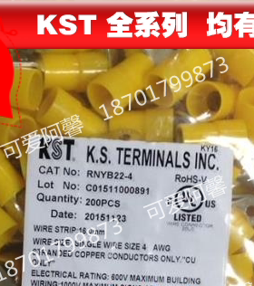 RNYBL22-6台湾KST健和兴25平方龙耐高温圆形预绝缘端子紫铜黄色KS