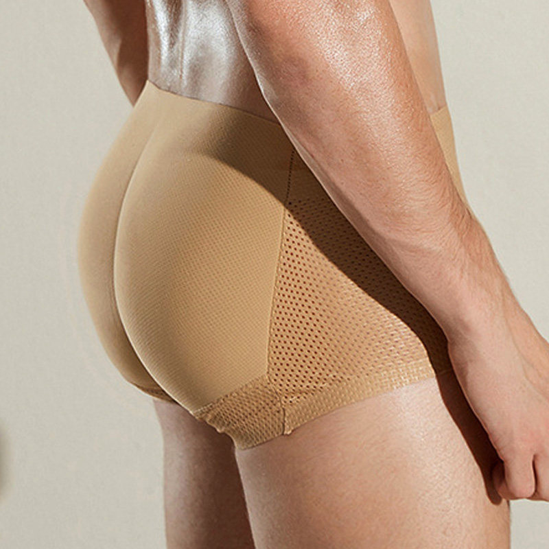 男士假屁股海绵平角透气翘臀内裤