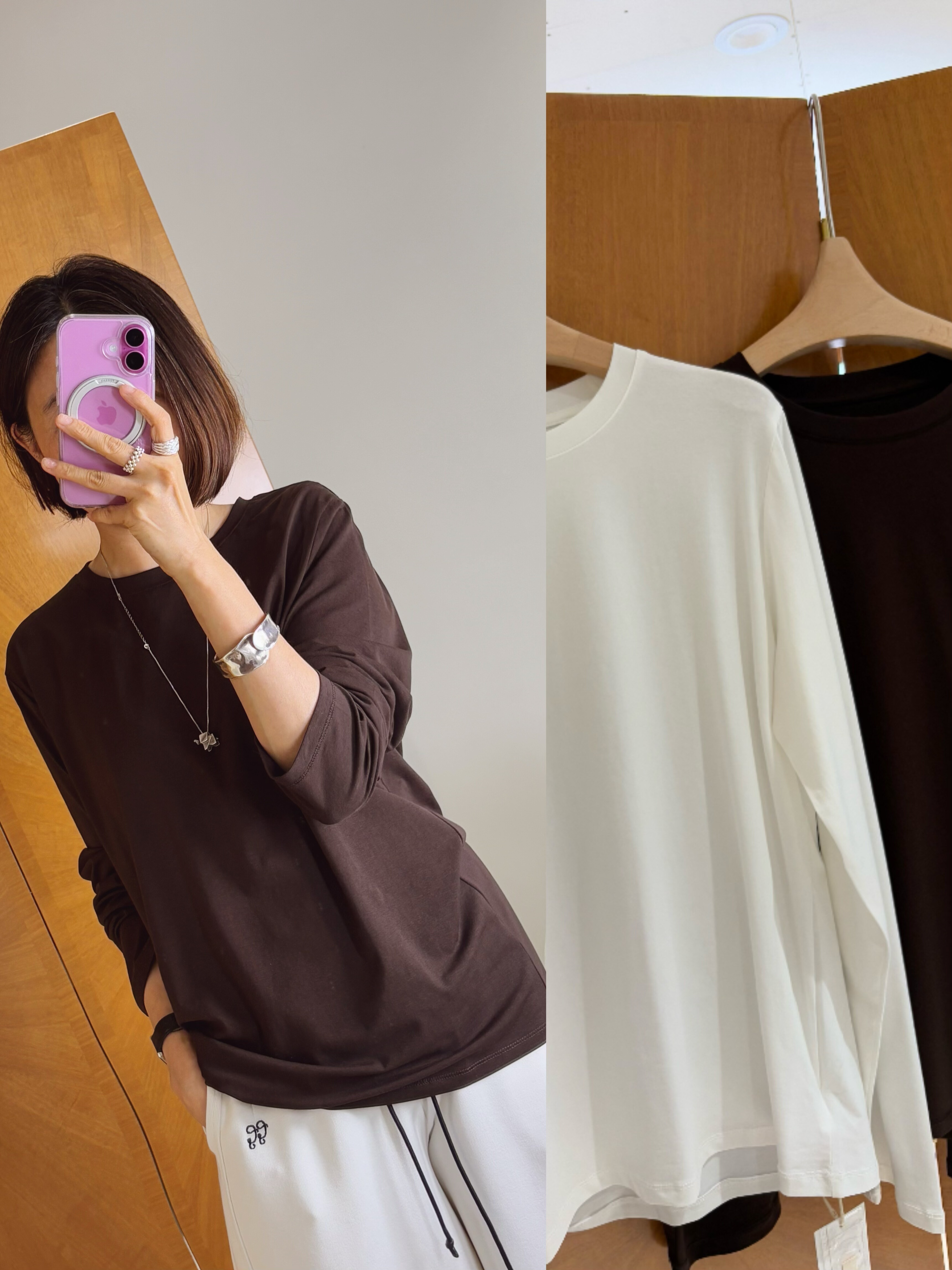 莱赛尔棉版型很正r*w风经典圆领基础款百搭打底长袖t恤女秋新