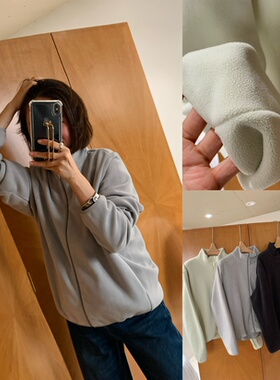 小惊喜款摇粒绒小宽松立领拉链纯色保暖冬季休闲上衣外套女