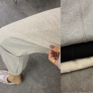 推荐~中裤线松紧腰中高腰春款毛圈卫裤运动风休闲裤春款新