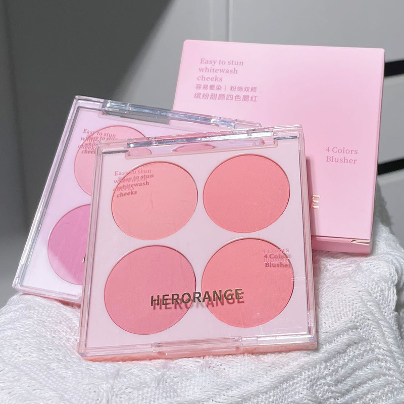 HERORANGE缤纷甜颜四色腮红纯欲自然显白哑光腮紫提气色胭脂演出