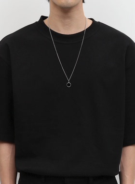 韩国代购19SS black circle necklace 圆盘小众金属项链男女