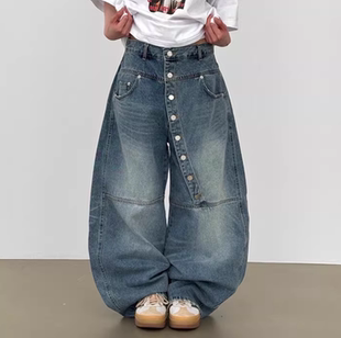 oblique button 牛仔裤 26A pants denim 韩国代购 section