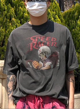 韩国代购22S/S SPEED RAGER BOX TEE 水洗做旧不复古卡通印花T恤