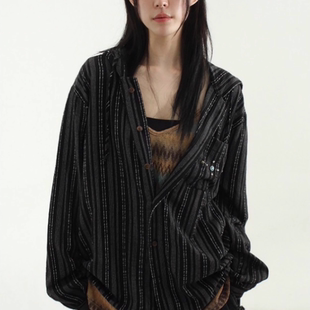 shirt 韓國代購 hood stud stripe unisex 25S 連帽襯衫