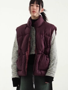 韩国代购23F/W duck down string pocket padding vest 羽绒马甲