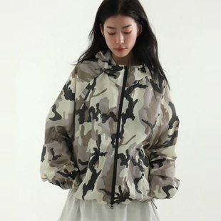 韩国代购25S/S camo pattern paper wind jacket 迷彩夹克