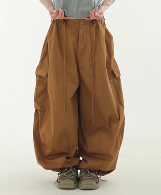 松紧抽绳宽松风韩国代购工装裤