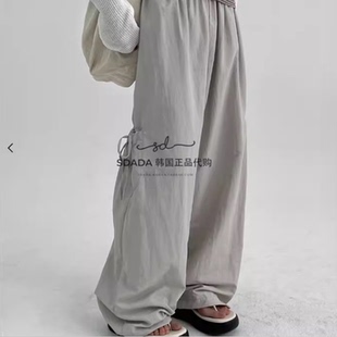 韩国代购24F/W RIBBON NYLON PANTS 设计师系带工装裤