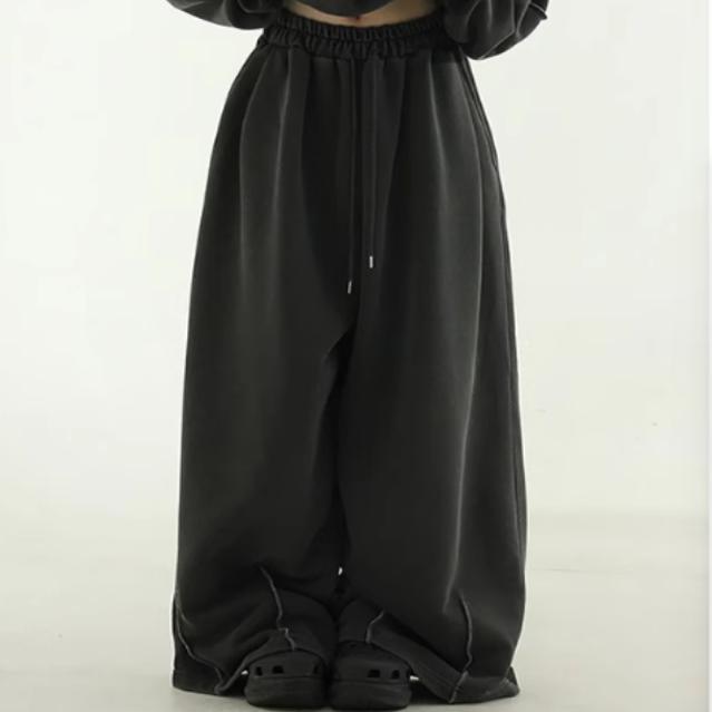 韩国代购24 line pigmented cotton balloon banding pants卫裤