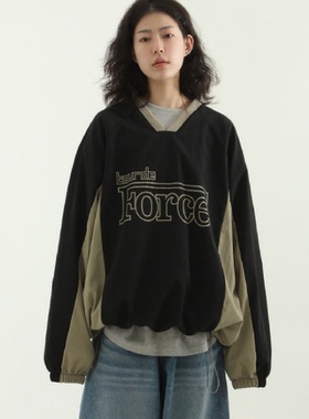 韩国代购22F/W fleece-lined paper printed  拼接卫衣