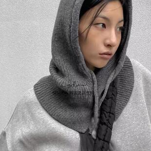 韩国代购24F/W Living Bar Button Knit Balaclava 巴拉克拉帽