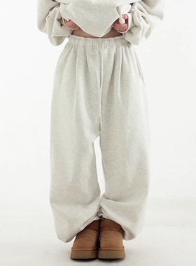 韩国代购oversize fleece-lined cotton banding pants加绒卫裤