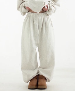 韩国代购oversize fleece-lined cotton banding pants加绒卫裤