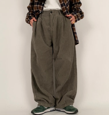 韩国灯芯绒宽松长裤男女同款