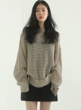 韩国代购22 hand warmer netting knit (unisex)  套指网眼针织衫