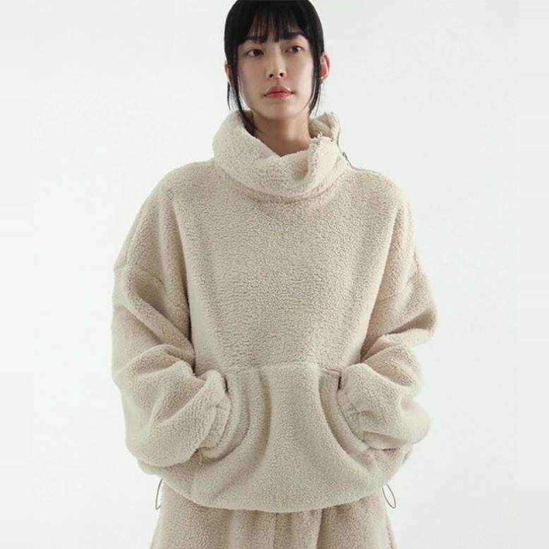 韩国代购24F/W high neck bear fleece set 摇粒绒套装