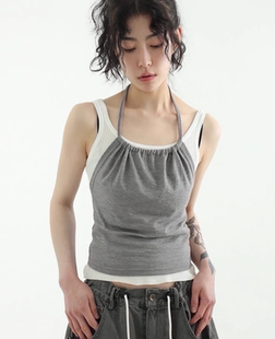 halter neck sleeveless 韩国代购 top mild 吊带背心 24S