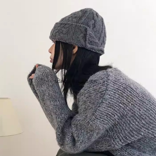25F BEANIE FOLD 花纹粗线针织筒帽 CABLE 韩国代购