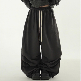 paper two pants尼龙布卫裤 25A banding balloon 韩国代购 tuck