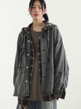 韩国代购23F/W unbalanced pocket denim jacket裁剪拼接牛仔夹克