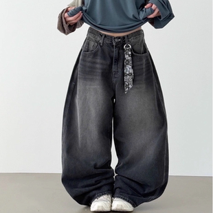韩国代购25F/W charcoal black washed jean 黑灰水洗磨白牛仔裤