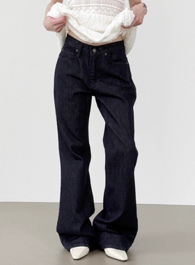 韩国代购25F/W standard boot-cut raw jean 喇叭牛仔裤