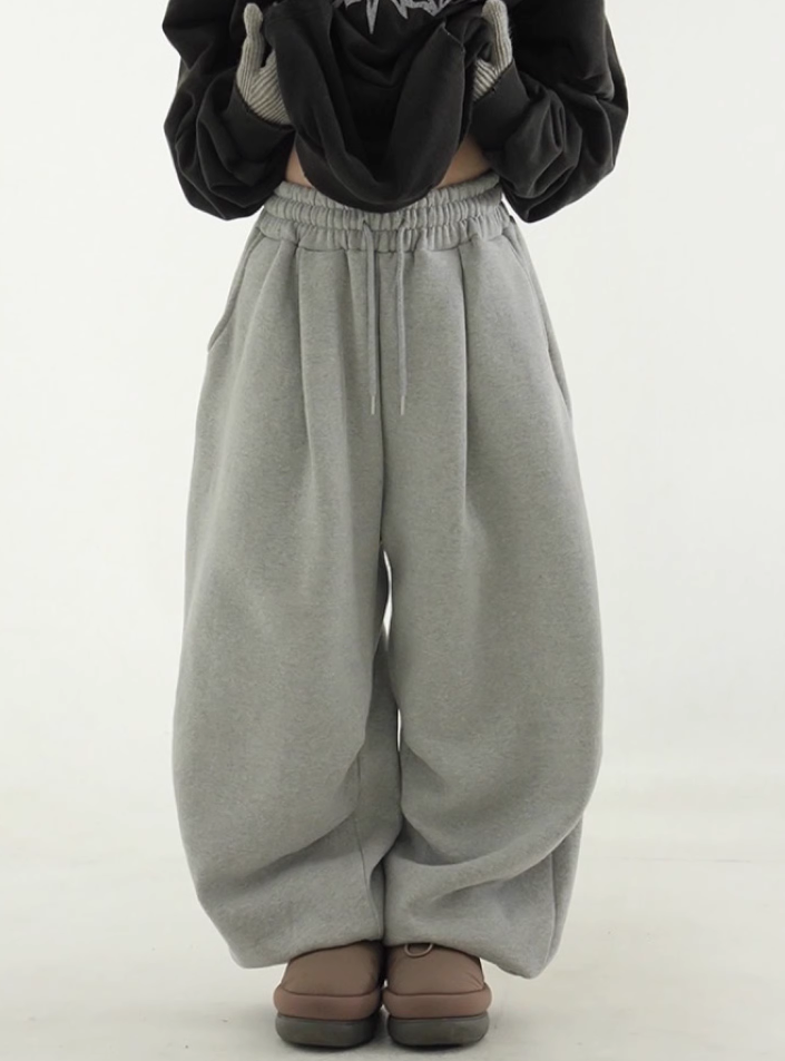 韩国代购23F/W fleece-lined cotton balloon banding pants 卫裤