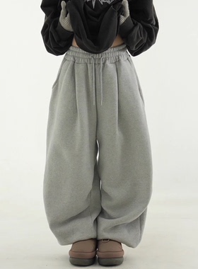 韩国代购23F/W fleece-lined cotton balloon banding pants 卫裤