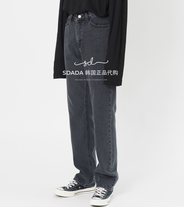 韩国代购19vintage stone washing black denim 石磨水洗牛仔裤