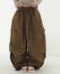 韩国代购23 big pocket pin tuck balloon banding pants 长裤