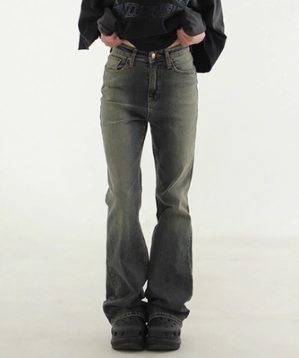 棉质韩国代购喇叭裤牛仔裤