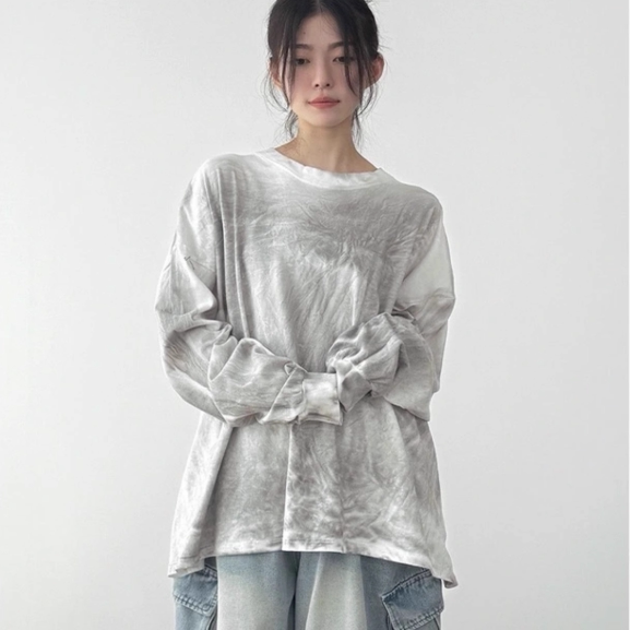 韩国代购做脏水洗长袖T恤男女