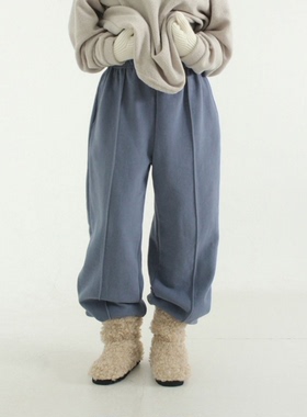 韩国代购22F/W fleece-lined soft cotton jogger pants 加绒卫裤